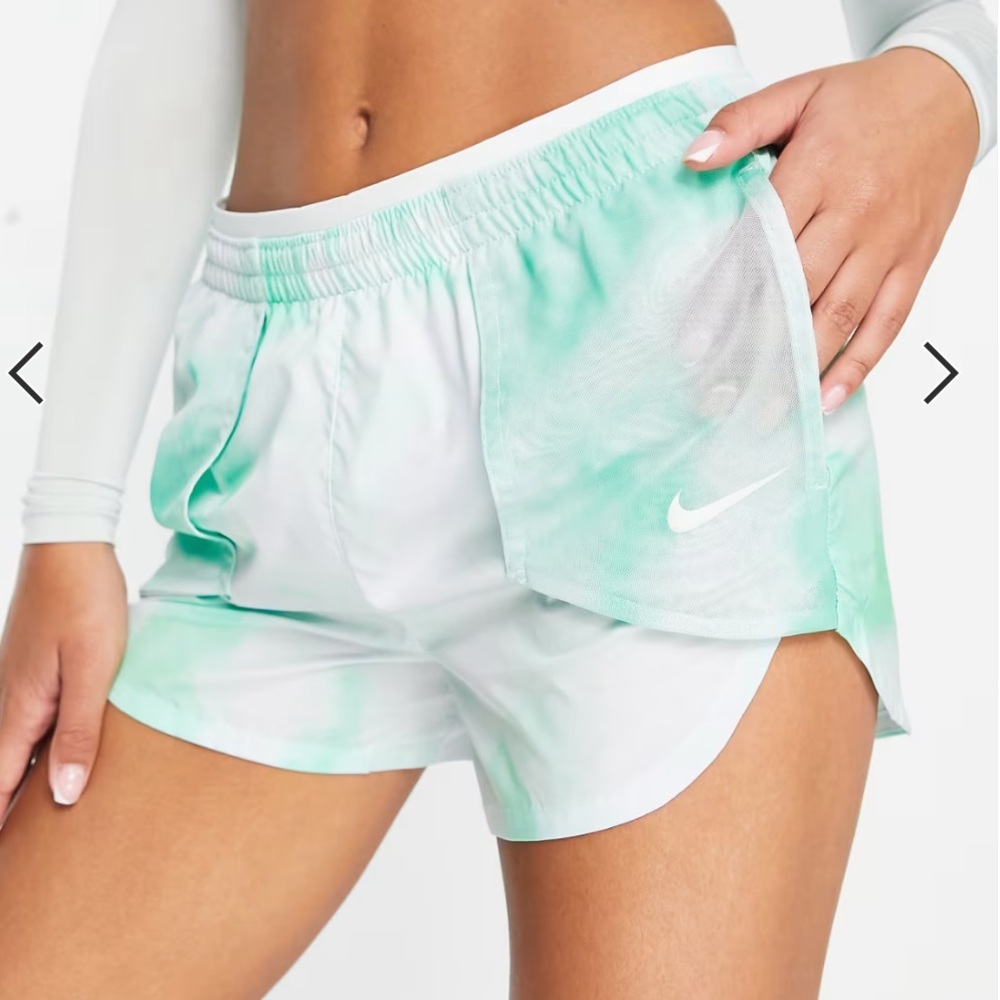 Nike Running Icon Clash Tempo Luxe Tie Dye Shorts Green Dri Fit Athletic Y2K